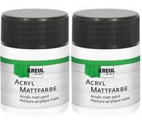 KREUL 75501 - Matte Acrylic Paint, White in 50ml Glass, Quick Dry Creamy Water Based Paint, Suitable for Many Different Surfaces (Paquete de 2)