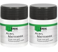 KREUL 75502 - Pintura acrílica mate, blanco pastel en bote de 50 ml, pintura al agua cremosa, opaca, de secado rápido, adecuada para muchas superficies diferentes (Paquete de 2)