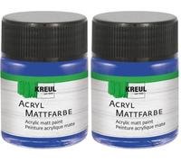 KREUL 75539 - Acrylic Matte Paint, Blue in 50 ml Glass, Creamy Covering, Quick-Drying Water-Based Paint, Suitable for Many Different Surfaces (Paquete de 2)