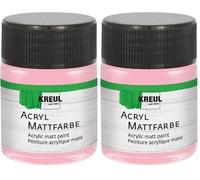KREUL 75545 - Pintura acrílica mate, rosa pastel en bote de 50 ml, pintura al agua cremosa, opaca, de secado rápido, adecuada para muchas superficies diferentes (Paquete de 2)