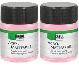 KREUL 75545 - Pintura acrílica mate, rosa pastel en bote de 50 ml, pintura al agua cremosa, opaca, de secado rápido, adecuada para muchas superficies diferentes (Paquete de 2)