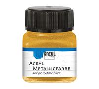 KREUL 77271 - Pintura acrílica metalizada, bote de 20 ml en dorado, glamurosa pintura acrílica al agua con efecto metalizado, de cobertura cremosa, secado rápido y resistente al agua