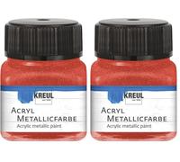 KREUL 77273 - Pintura acrílica metalizada, bote de 20 ml en rojo, glamurosa pintura acrílica al agua con efecto metalizado, de cobertura cremosa, secado rápido y resistente al agua (Paquete de 2)