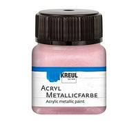 Kreul 77286 - Pintura acrílica metalizada, bote de 20 ml en oro rosa metalizado, glamurosa pintura acrílica al agua con efecto metalizado, de cobertura cremosa, secado rápido y resistente al agua