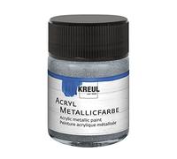 KREUL 77572 - Pintura acrílica bote de cristal plateado 50 ml Pintura a base de agua, opaca y cremosa con un glamuroso efecto metálico Se seca rápidamente y es resistente al agua