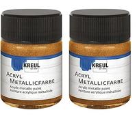 KREUL 77583 - Pintura acrílica metálica, 50 ml, Cristal en Bronce Dorado, glamurosa Pintura acrílica con Efecto metálico a Base de Agua, cremosa opacidad, Secado rápido y Resistente al Agua