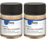 KREUL 77584 Metallic Acrylic, 50 ml Champagne Glass, Glamorous Metallic Effect Water-Based Acrylic Paint, Covering Like Cream, Quick Drying and Water Resistant (Paquete de 2)