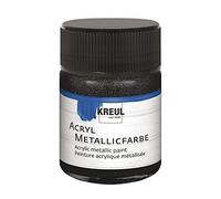 KREUL 77585 - Acrylic Metallic Paint, 50 ml Glass in Metallic Black, Glamorous Acrylic Paint with Metallic Effect on Water-Based, Creamy Opaque, Quick-Drying and Waterproof