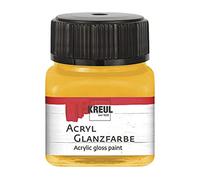 KREUL 79204 - Pintura acrílica brillante, tarro de 20 ml en amarillo oscuro, pintura acrílica lisa brillante para colorear y hacer manualidades, a base de agua, resistente a la saliva