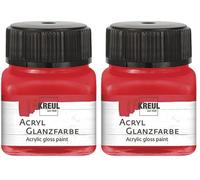 KREUL 79205 - Pintura acrílica brillante, tarro de 20 ml en rojo, pintura acrílica lisa brillante para colorear y hacer manualidades, a base de agua, resistente a la saliva, de secado rápido y opaca