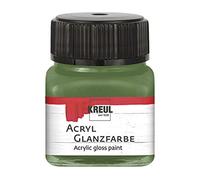 Kreul 79209 - Pintura acrílica brillante, tarro de 20 ml en verde oliva, pintura acrílica lisa brillante para colorear y hacer manualidades, a base de agua, resistente a la saliva