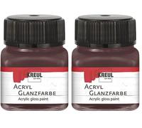 KREUL 79211 - Pintura acrílica brillante, tarro de 20 ml en marrón oscuro, pintura acrílica lisa brillante para colorear y hacer manualidades, a base de agua, resistente a la saliva (Paquete de 2)