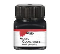 KREUL 79212 - Pintura acrílica brillante, tarro de 20 ml en negro, pintura acrílica lisa brillante para colorear y hacer manualidades, a base de agua, resistente a la saliva, de secado rápido y opaca