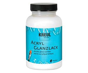 KREUL 79413 - Laca acrílica brillante tarro de cristal de 275 ml Laca transparente de acabado y protección a base de agua para objetos pintados completamente secos