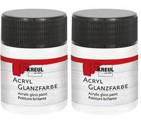 KREUL 79501 - Pintura acrílica brillante, tarro de 50 ml en blanco, pintura acrílica lisa brillante para colorear y hacer manualidades, a base de agua, resistente a la saliva, de secado rápido y opaca