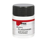 KREUL 79501 - Pintura acrílica brillante, tarro de 50 ml en blanco, pintura acrílica lisa brillante para colorear y hacer manualidades, a base de agua, resistente a la saliva, de secado rápido y opaca