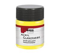 KREUL 79502 - Pintura acrílica brillante, tarro de 50 ml en amarillo, pintura acrílica lisa brillante para colorear y hacer manualidades, a base de agua, resistente a la saliva