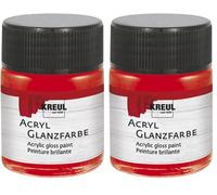 KREUL 79505 - Pintura acrílica brillante, tarro de 50 ml en rojo, pintura acrílica lisa brillante para colorear y hacer manualidades, a base de agua, resistente a la saliva, de secado rápido y opaca