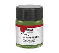 Kreul 79509 - Pintura acrílica brillante, tarro de 50 ml en verde oliva, pintura acrílica lisa brillante para colorear y hacer manualidades, a base de agua, resistente a la saliva