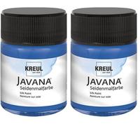 KREUL 8132 - Pintura para seda Javana en bote de 50 ml, azul real, pintura al agua altamente pigmentada y brillante, de carácter líquido fluido, penetra profundamente en las fibras (Paquete de 2)