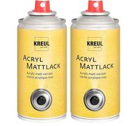 KREUL 821150 - Barniz acrílico mate, lata aerosol 150 ml, incoloro, no amarillea, barniz protector universal de secado mate para cartón, madera, vidrio, porcelana, cerámica (Paquete de 2)