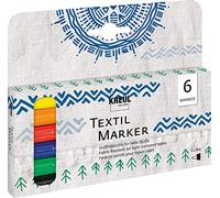 KREUL 90690 - Textile marker fine, 6 pisaków do malowania tkanin w jasnych kolorach, z nieczułą końcówką fibrową, szerokość linii ok. 1 do 2 mm, odporny na zmywanie po utrwaleniu