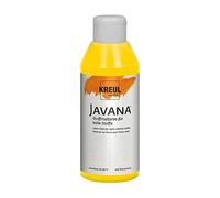 KREUL 91312 - Pintura Javana para tejidos claros, bote de 250 ml en amarillo dorado, pintura suave al agua de carácter cremoso, penetra profundamente en las fibras