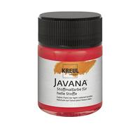 KREUL 91904 - Pintura Javana para tejidos claros, bote de 50 ml en rojo claro, pintura suave al agua de carácter cremoso, penetra profundamente en las fibras