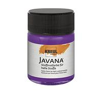 Kreul 91906 - Pintura Javana para tejidos claros, bote de 50 ml en color violeta, pintura suave al agua de carácter cremoso, penetra profundamente en las fibras