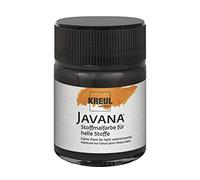 KREUL 91910 - Pintura Javana para Tejidos claros, Bote de 50 ml en Color Negro, Pintura Suave al Agua de carácter cremoso, penetra profundamente en Las Fibras, fácil de Lavar