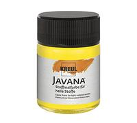 KREUL 91928-Pintura Javana para Tejidos claros, Bote de 50 ml en Amarillo Brillante, Pintura Suave al Agua de carácter cremoso, penetra profundamente en Las Fibras, Glowing Yellow