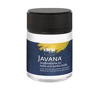 KREUL 91953 - Javana pintura para tejidos claros y oscuros, 50 ml bote blanco, color brillante a base de agua, carácter pastoso, para estampar y estarcir