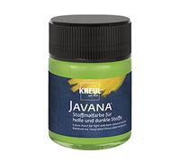 Kreul 91960 - Javana pintura para tejidos claros y oscuros, bote 50 ml verde hoja, color brillante a base de agua, carácter pastoso, para estampar y estarcir
