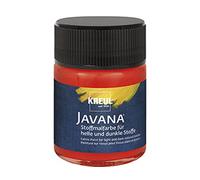 KREUL 91963 - Javana pintura para tejidos claros y oscuros, 50 ml rojo cristal, color brillante a base de agua, carácter pastoso, para estampar y estarcir