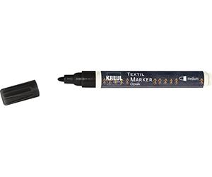 KREUL 92772 - opaque textile marker medium black with round tip, line thickness: approx. 2 - 4 mm, covering paint pen for light and dark fabrics, washable after fixing