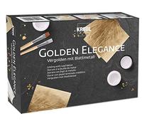 KREUL 99410-Golden Elegance Dorado con Hoja de Metal, Leche de aplicación, Barniz de Recubrimiento, Pinceles, para el Acabado de Objetos Decorativos de Interior como Marcos de Cuadros, Gold, Standard