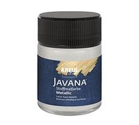 Kreul Javana Fabric Paint for Light and Dark Textiles Creamy Brilliant Colour Effect and Pastosse Character 50 ml Glass Metallic Silver