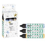 KREUL Juego de 3 lápices de Purpurina con Efecto Brillante en una práctica Pluma de 29 ml, Escribir y Decorar Diversos Materiales, Fabricado a Base de Agua, Multicolor, One size, 87