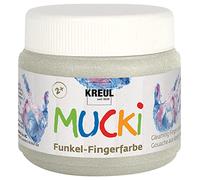 KREUL Mucki 23124-Mucki Pintura Brillante para Dedos, Plata dragón, a Base de Agua, sin parabenos, Gluten, lactosa y Vegana, Lavable, Color Silver, 150 ml (C. GmbH 9992)