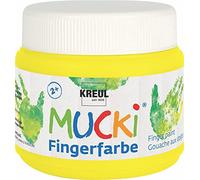 KREUL Mucki 23126-Mucki Pintura de Dedos neón Brillante, Amarillo chillón, a Base Agua, sin parabenos, Gluten, lactosa y Vegana, Lavable, Color Yellow, 150 ml (C. GmbH 23126)
