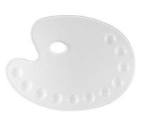 KREUL Paleta de Mezcla de plástico, Ovalada con 11 Huecos y Orificio para el Mango, para Pintura acrílica y Acuarela, Aprox. 35 x 27 cm, Blanco