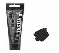 Krevo Art Pinturas para telas resistentes al lavado, pintura acrílica negra a base de agua, tubo de 60 ml, lavable a máquina para fijar, cubriendo tejidos claros y oscuros