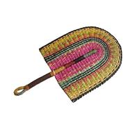 KRFVGYQNK Abanico de bambú tejido a mano, Straw Fan Hanging Wall Decor Multicolor Multiple Sizes Home Party Outdoor(Rose Red,Small size)