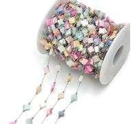 KRFVGYQNK Cadena de acero inoxidable 1-3M con conchas naturales for mujer Joyería DIY : Collar, Pulsera y Tobillera(Sliver Flour,3 meters)