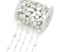 KRFVGYQNK Cadena de acero inoxidable 1-3M con conchas naturales for mujer Joyería DIY : Collar, Pulsera y Tobillera(Silver Heart,3 meters)