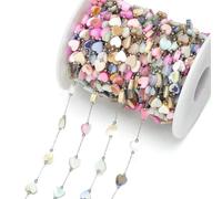 KRFVGYQNK Cadena de acero inoxidable 1-3M con conchas naturales for mujer Joyería DIY : Collar, Pulsera y Tobillera(Silver Multi Heart,1 meter)