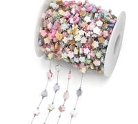 KRFVGYQNK Cadena de acero inoxidable 1-3M con conchas naturales for mujer Joyería DIY : Collar, Pulsera y Tobillera(Silver Flower,3 meters)