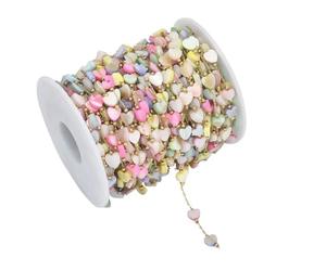 KRFVGYQNK Cadena de acero inoxidable 1-3M con conchas naturales for mujer Joyería DIY : Collar, Pulsera y Tobillera(Multicolor Heart,3 meters)