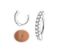 KRFY 14 G Anillos para el Ombligo para Mujeres de Plata Esterlina 925 Hipoalergénico Clicker Piercing Ombligo Cubic Zirconia Paved Invertir Anillos Ombligo Body Belly Piercing Joyería