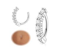 KRFY 14 G Anillos para el Ombligo para Mujeres de Plata Esterlina 925 Hipoalergénico Clicker Piercing Ombligo Cubic Zirconia Paved Invertir Anillos Ombligo Body Belly Piercing Joyería